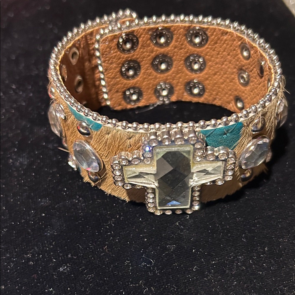 Brown and Silver Studded Bracelet
